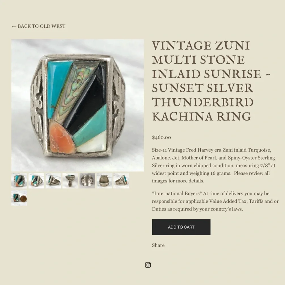 Vintage thunderbird multi-stone kachina ring - Picture 3 of 4